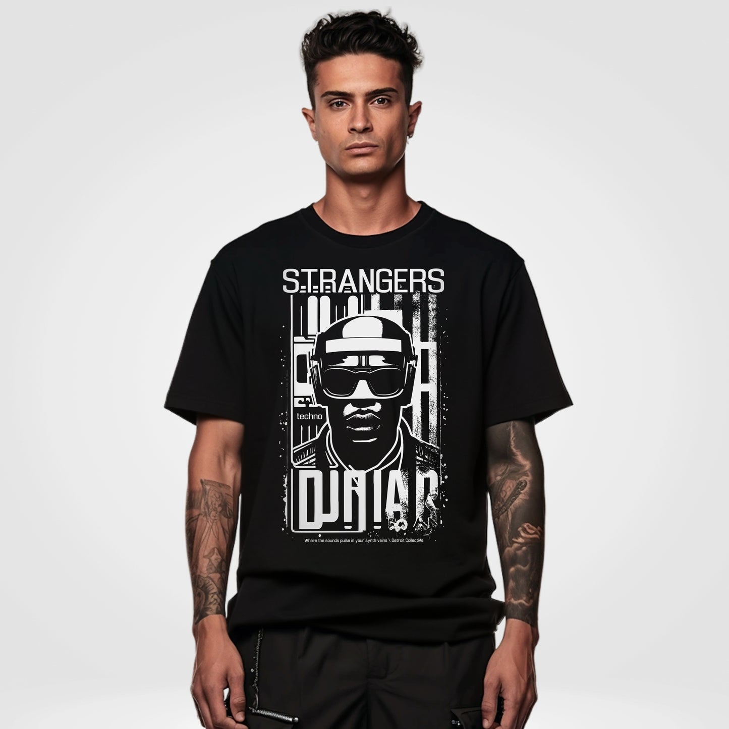 Techno Strangers \ Detroit Black T-shirt