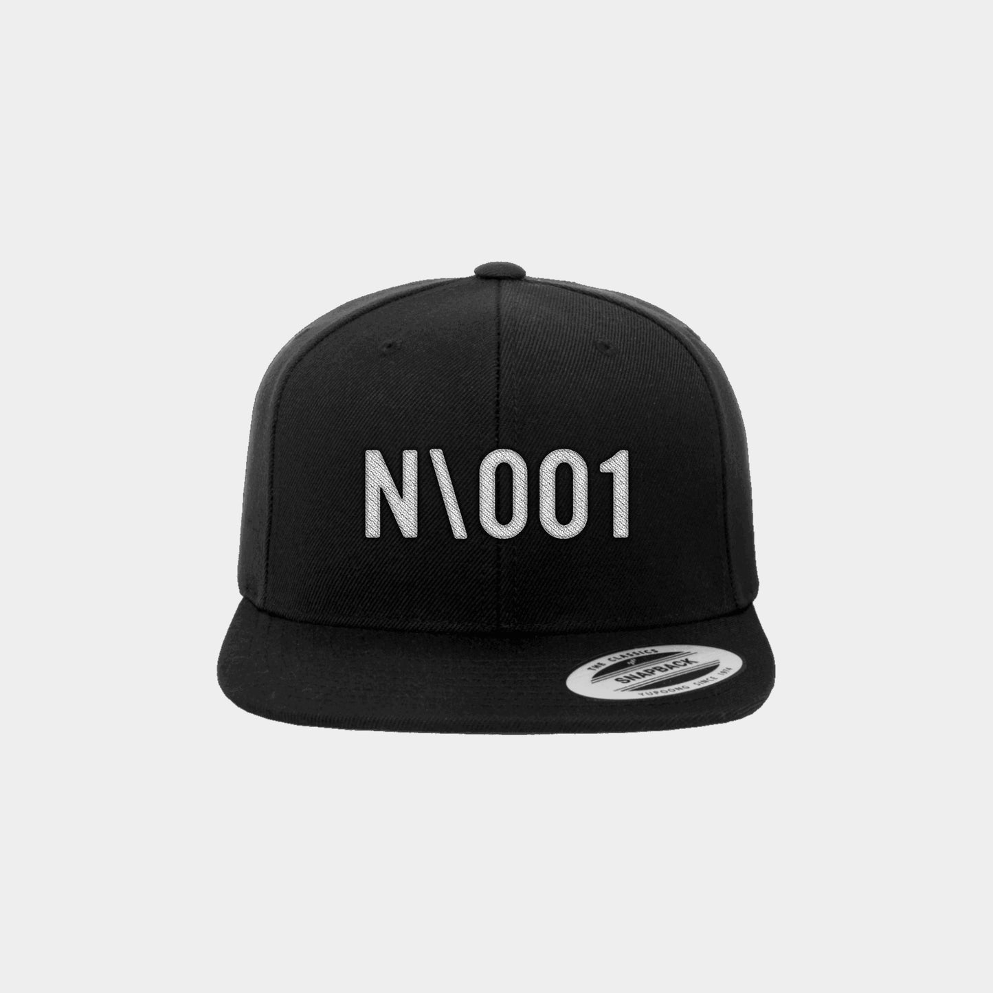 N\001 Black Snapback Cap