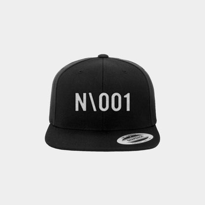 N\001 Black Snapback Cap