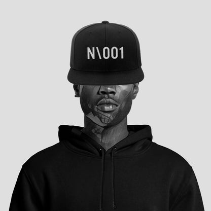 N\001 Black Snapback Cap